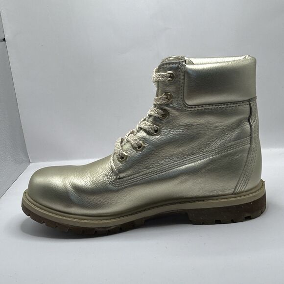 Timberland 6-Inch Premium Waterproof Boots Gold Leather Women’s 7.5M Store Model - Picture 7 of 16